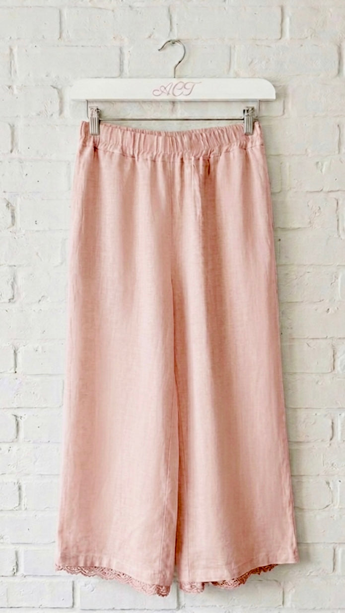Pantalón de lino croché Aurora