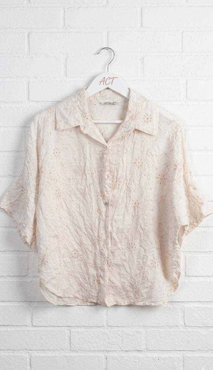 Camisa bordado suizo+4colores