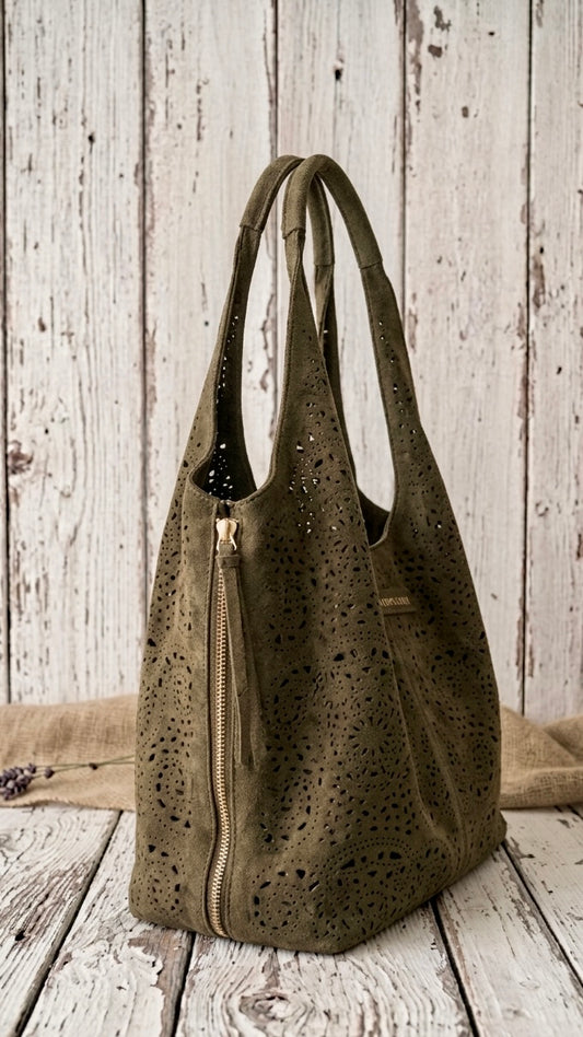 Bolso Hobo troquelado Caqui