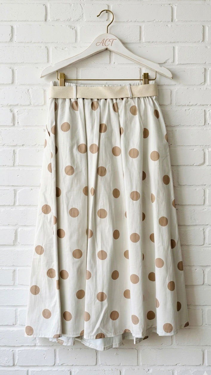 Falda Midi con lunares y cinturón