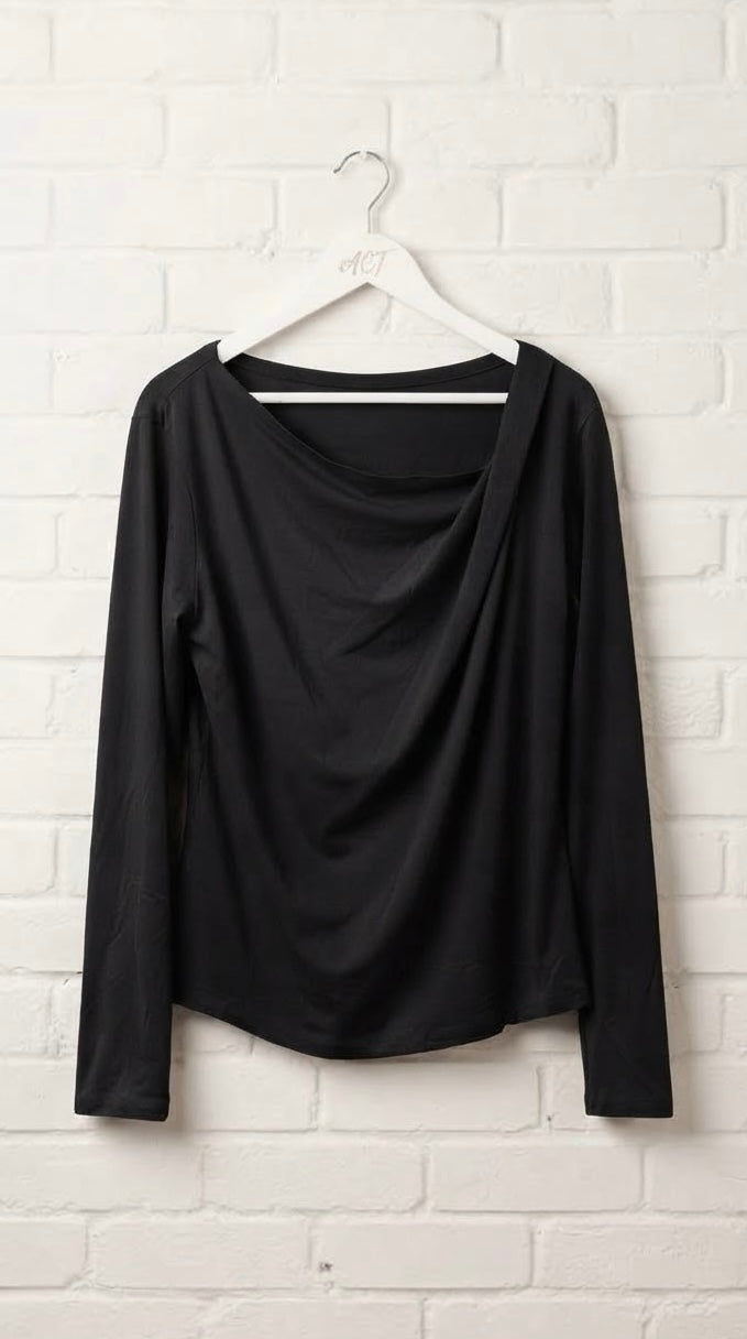 Camiseta Cuello Asimétrico de Manga Larga +5 colores