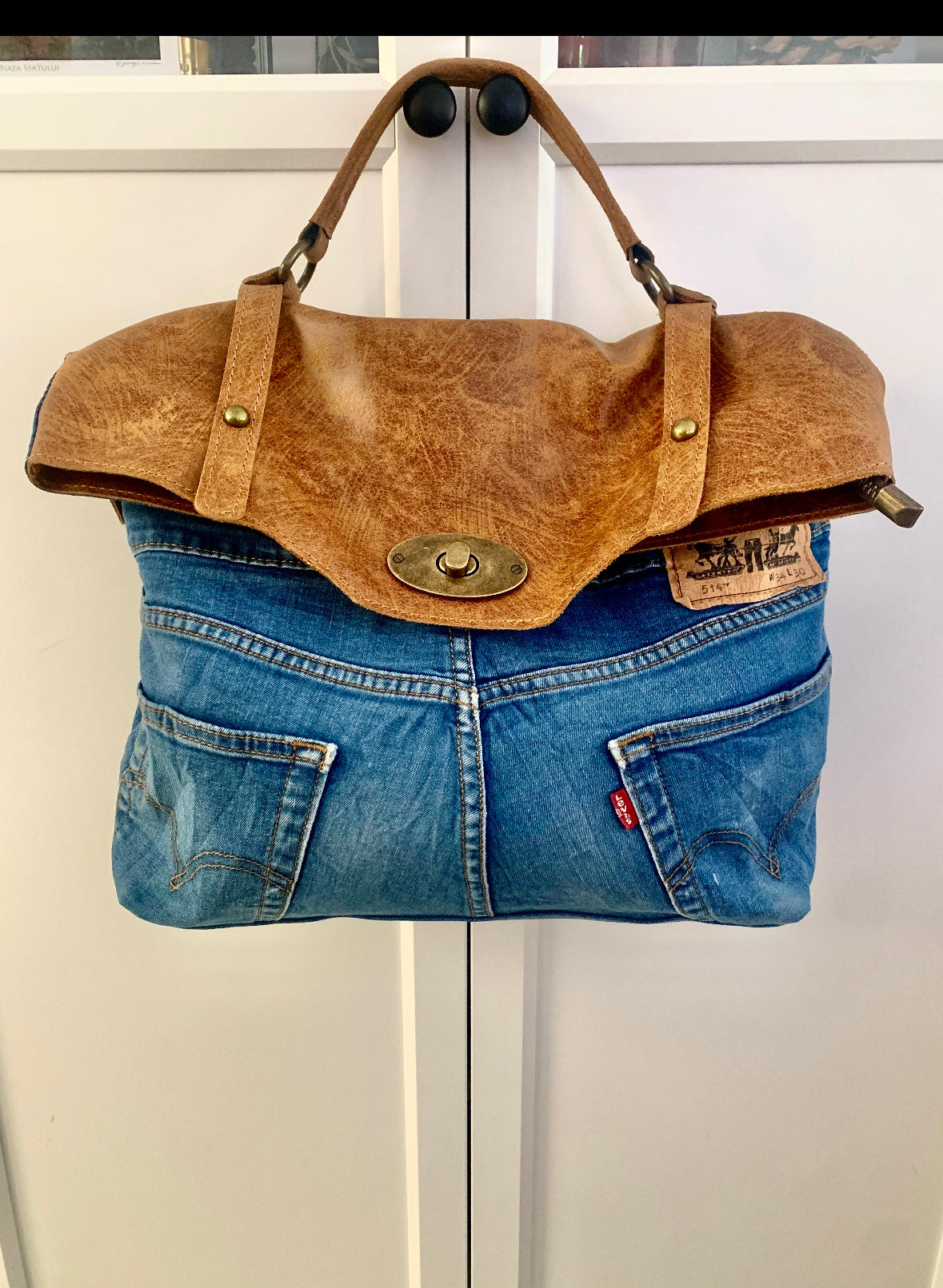 Recycled Levi's brown bag
