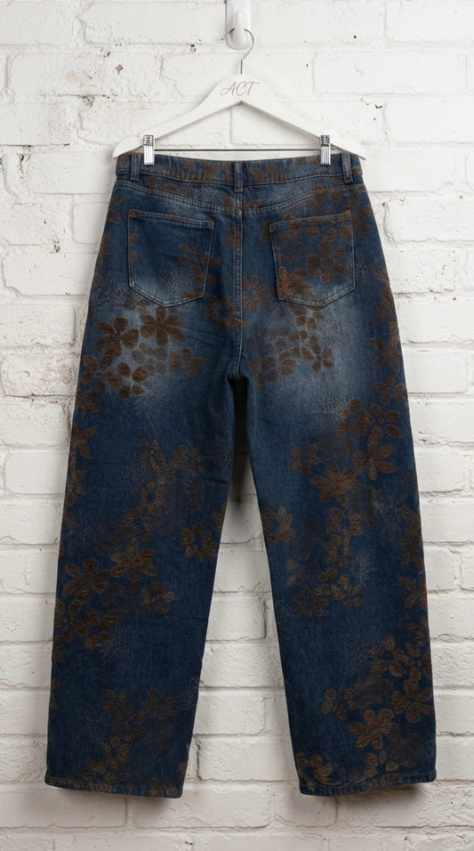 Pantalón Denim Floral Velvet