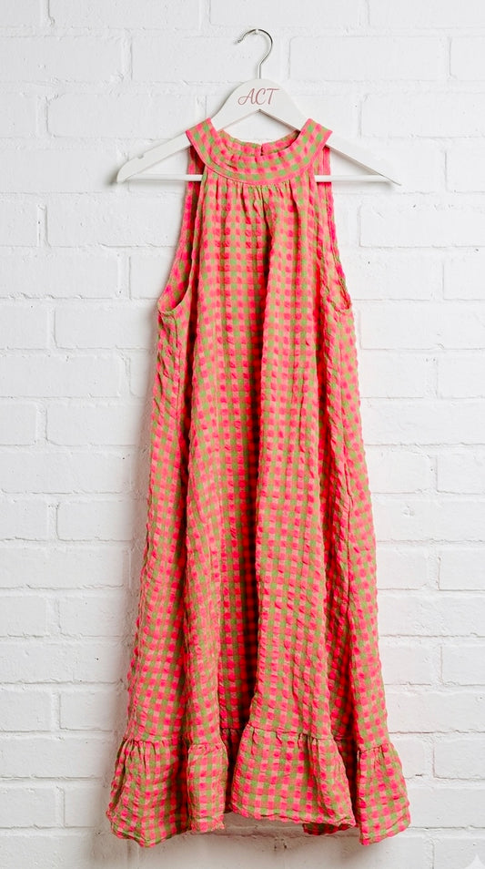 Vestido halter vichy lazo +2 colores