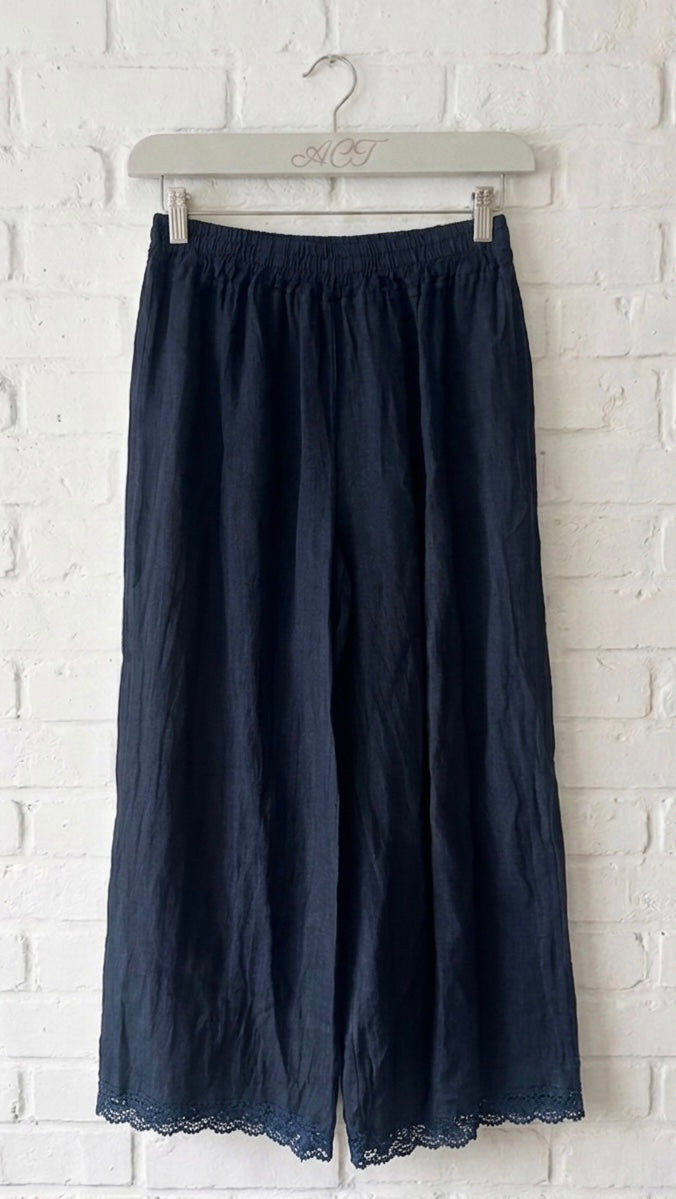 Pantalón de lino croché Aurora