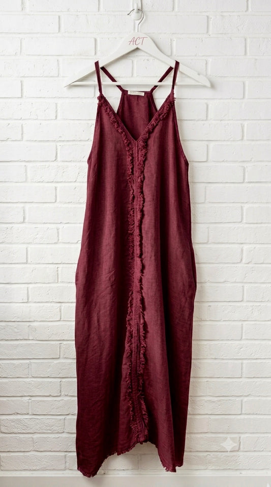 Vestido lino desflecado +7 colores