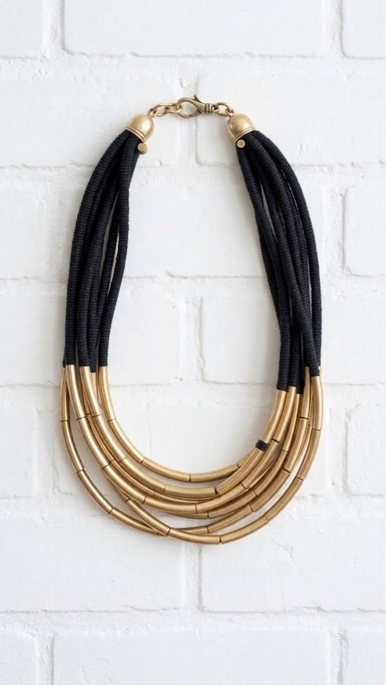 Collar Cordón y Tubos Dorados +1 color