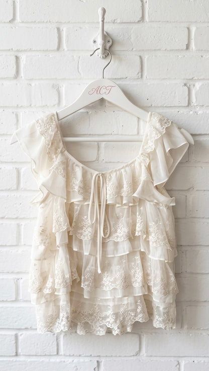 Blusa de encaje con volantes