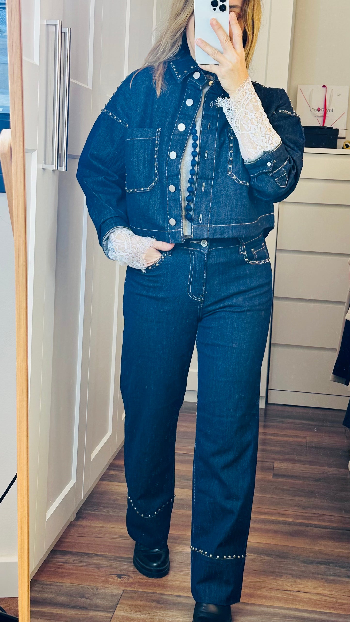 Chaqueta tejana crop