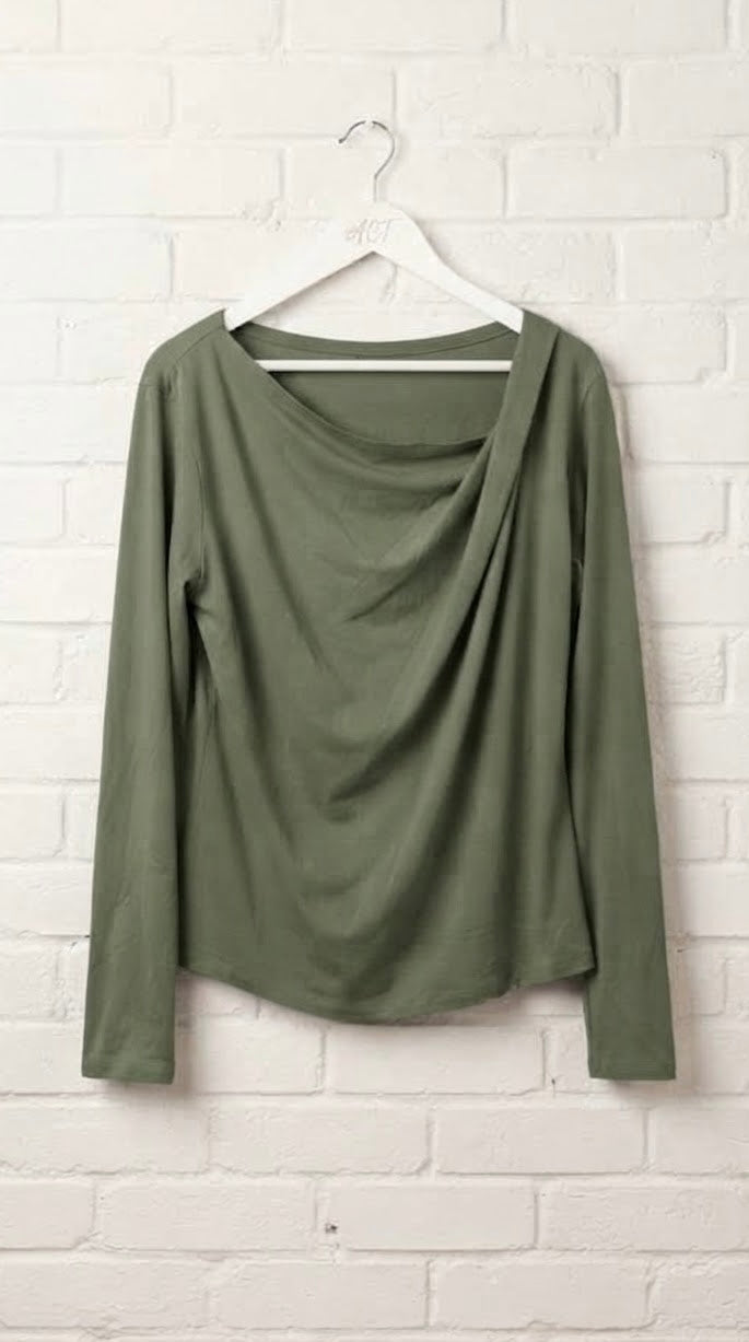 Camiseta Cuello Asimétrico de Manga Larga +5 colores