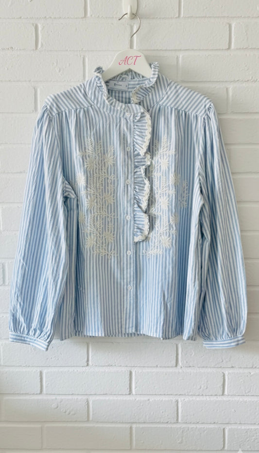 Camisa romántica rayas