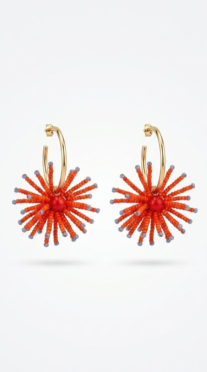 Pendientes de aro con esfera de cuentas multicolor +2 colores