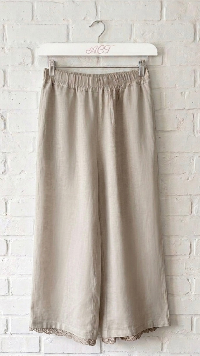 Pantalón de lino croché Aurora