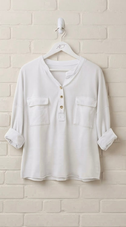 Camiseta Relaxed de Manga Larga con Bolsillos +