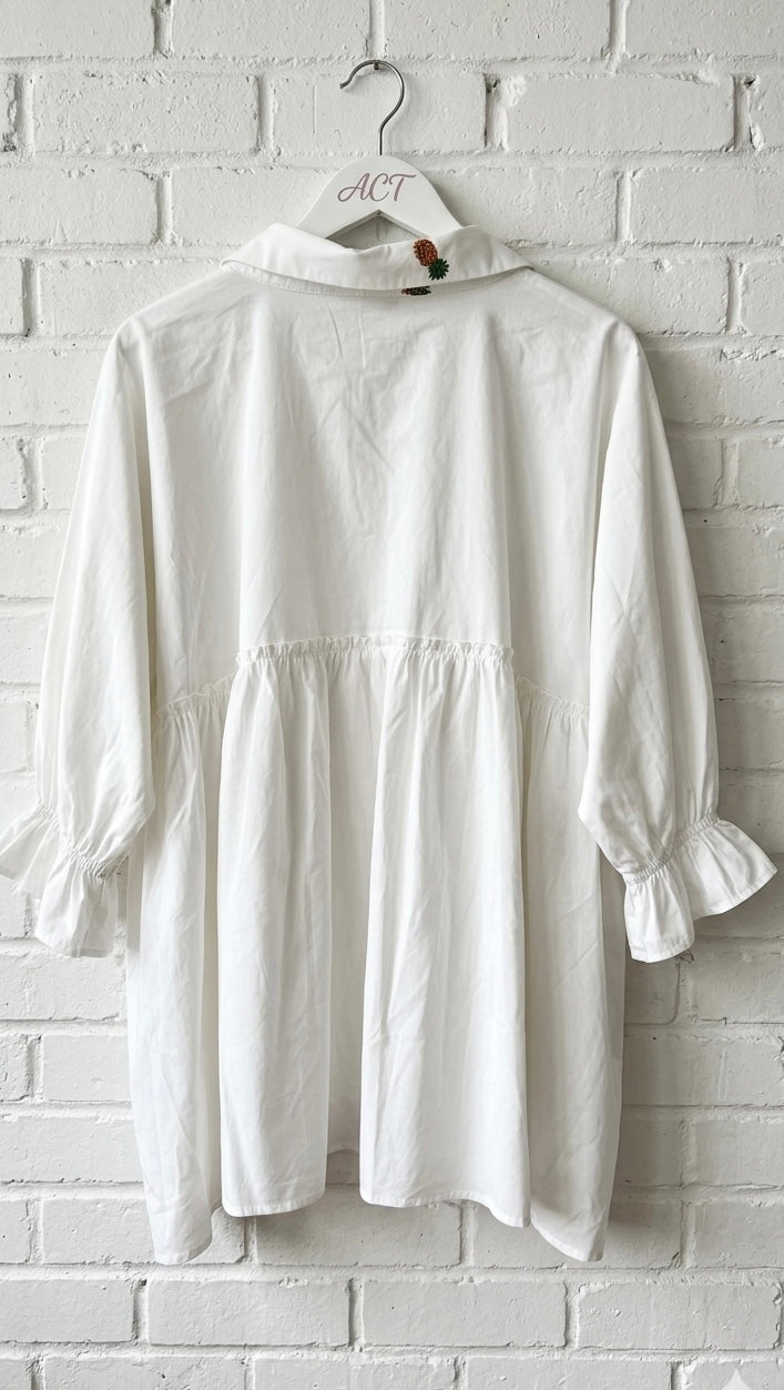 Blusa bordada frutal piñas