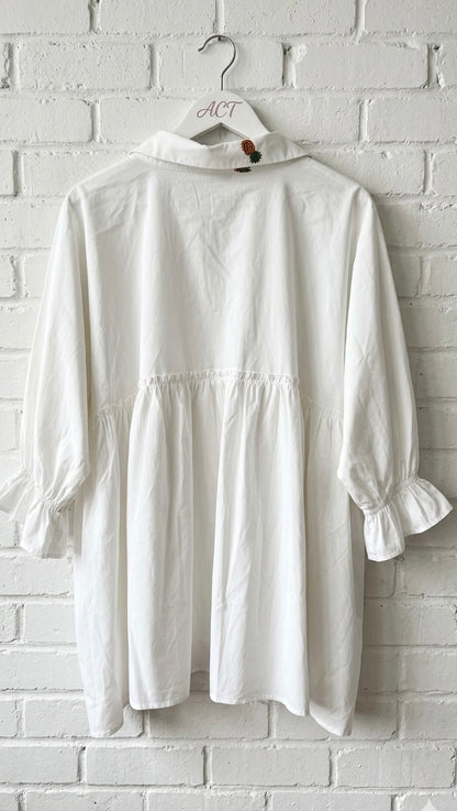 Blusa bordada frutal piñas