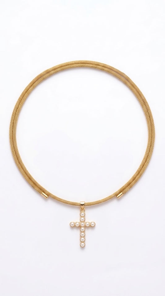 Collar de Cordón Magnético Cruz Perlada +1 color
