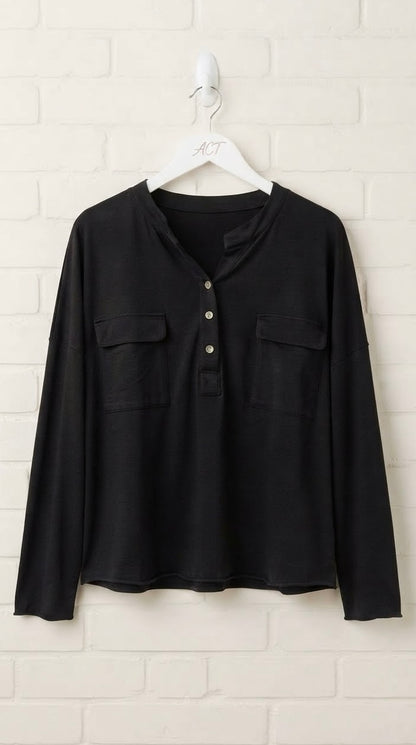 Camiseta Relaxed de Manga Larga con Bolsillos +