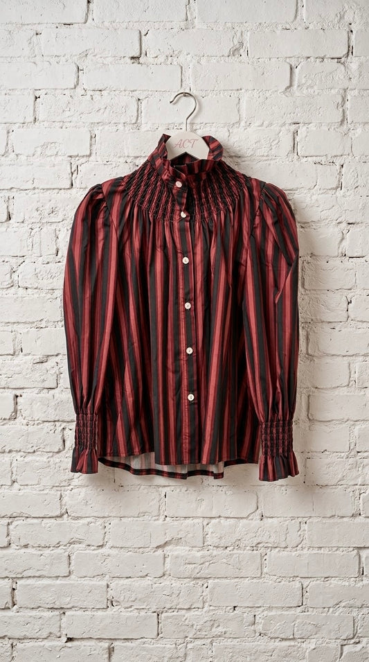 Camisa a Rayas con Cuello Fruncido +2 colores