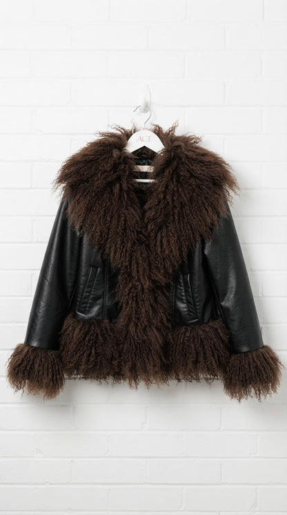 Chaqueta Bohème efecto piel y borreguito