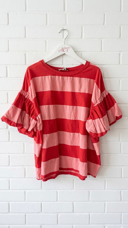 Blusa de rayas con manga farol +3colores