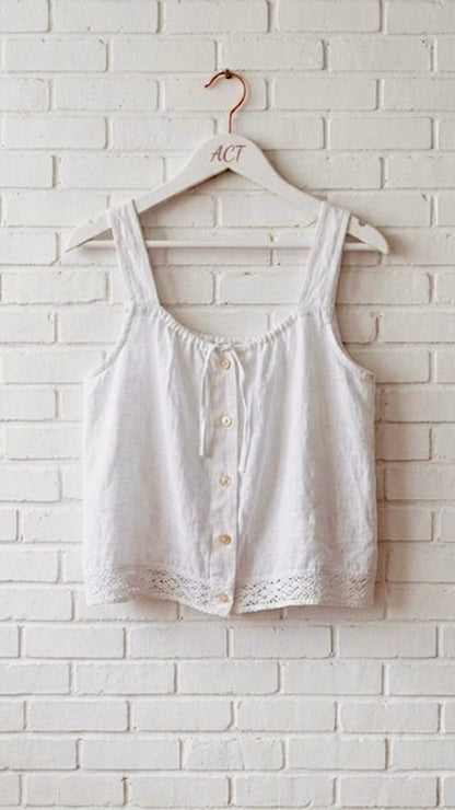 Top de lino con encaje +8 colores