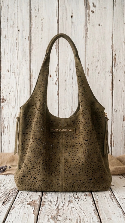 Bolso Hobo troquelado Caqui