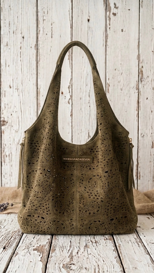 Bolso Hobo troquelado Caqui