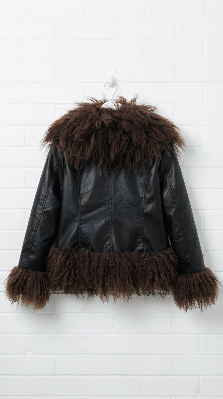 Chaqueta Bohème efecto piel y borreguito