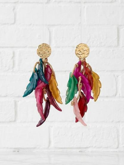Pendientes cascada pluma+1 color