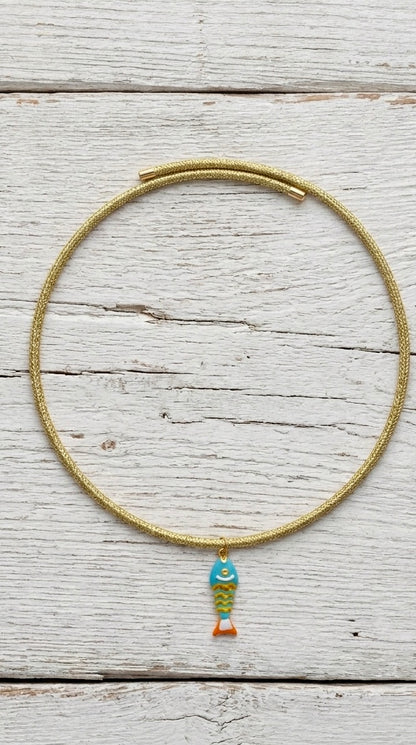 Collar de cordón magnético con colgante de pez + 3 colores