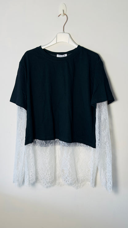 Camiseta combi encaje