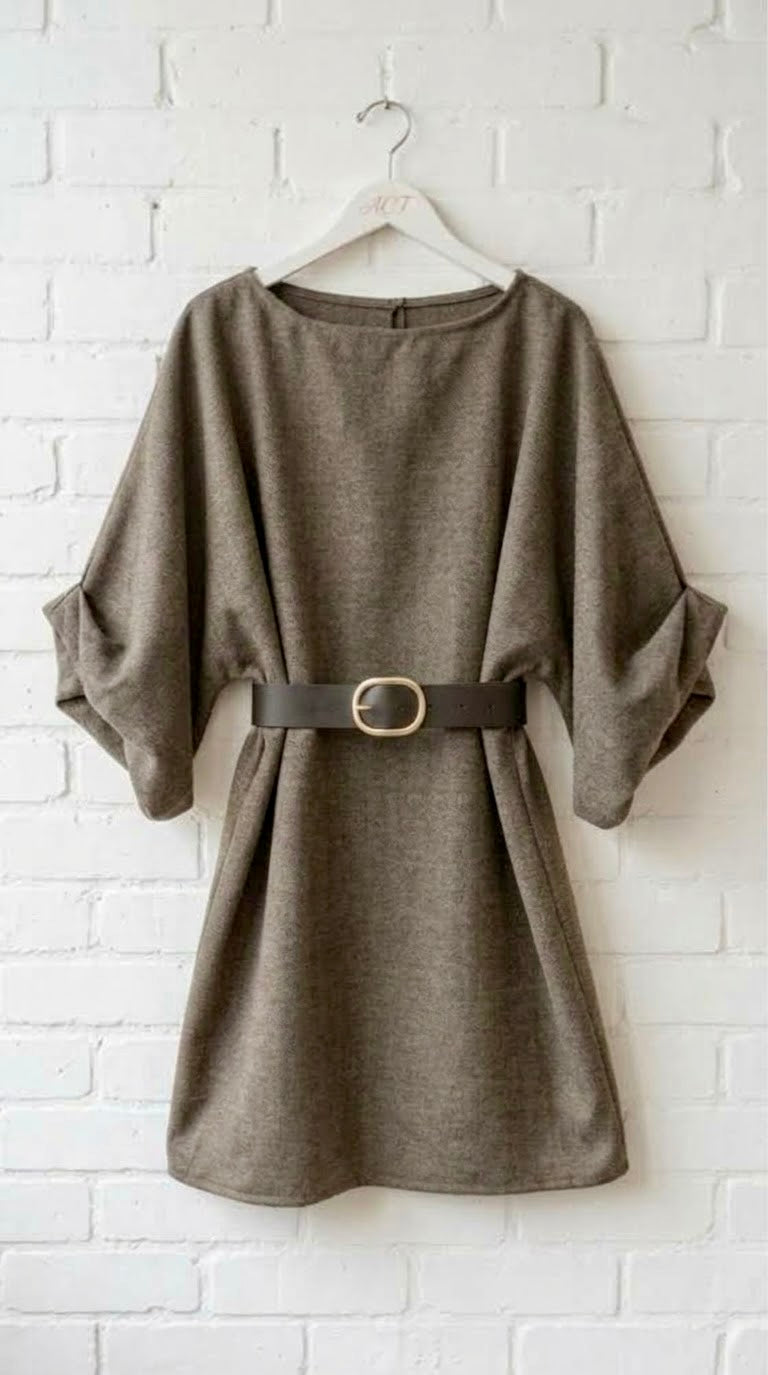 Vestido Oversize Mangas Drapeadas +1color
