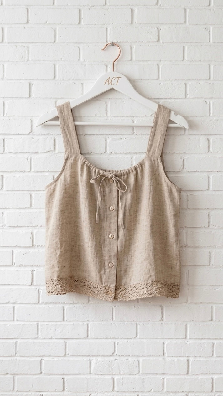Top de lino con encaje +8 colores
