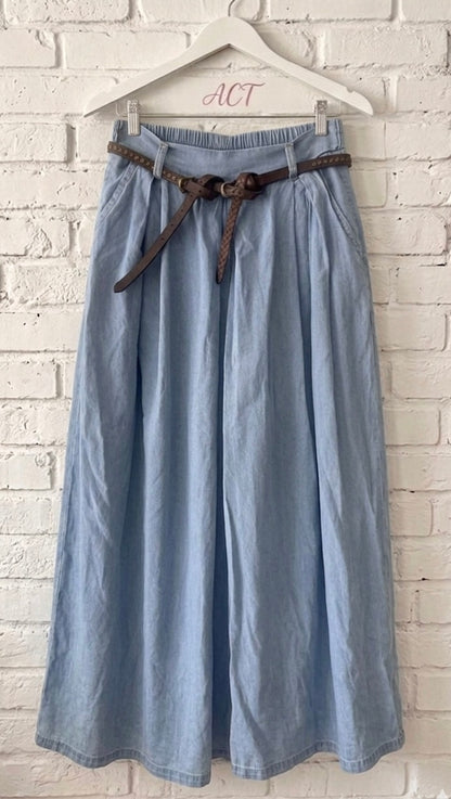 Pantalón palazzo denim pliegues+ 1 color