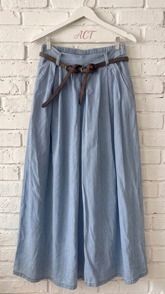 Pantalón palazzo denim pliegues+ 1 color