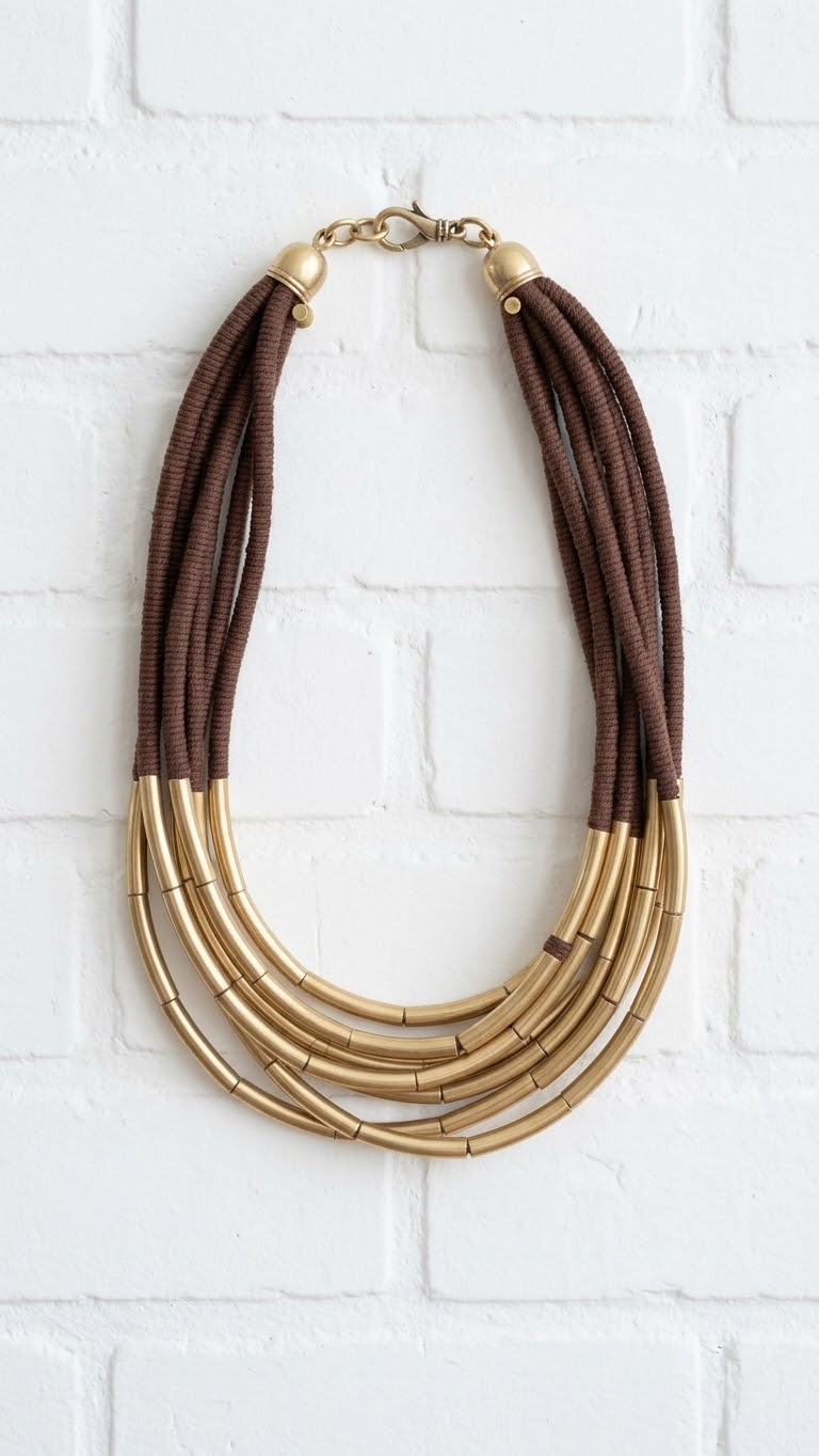 Collar Cordón y Tubos Dorados +1 color