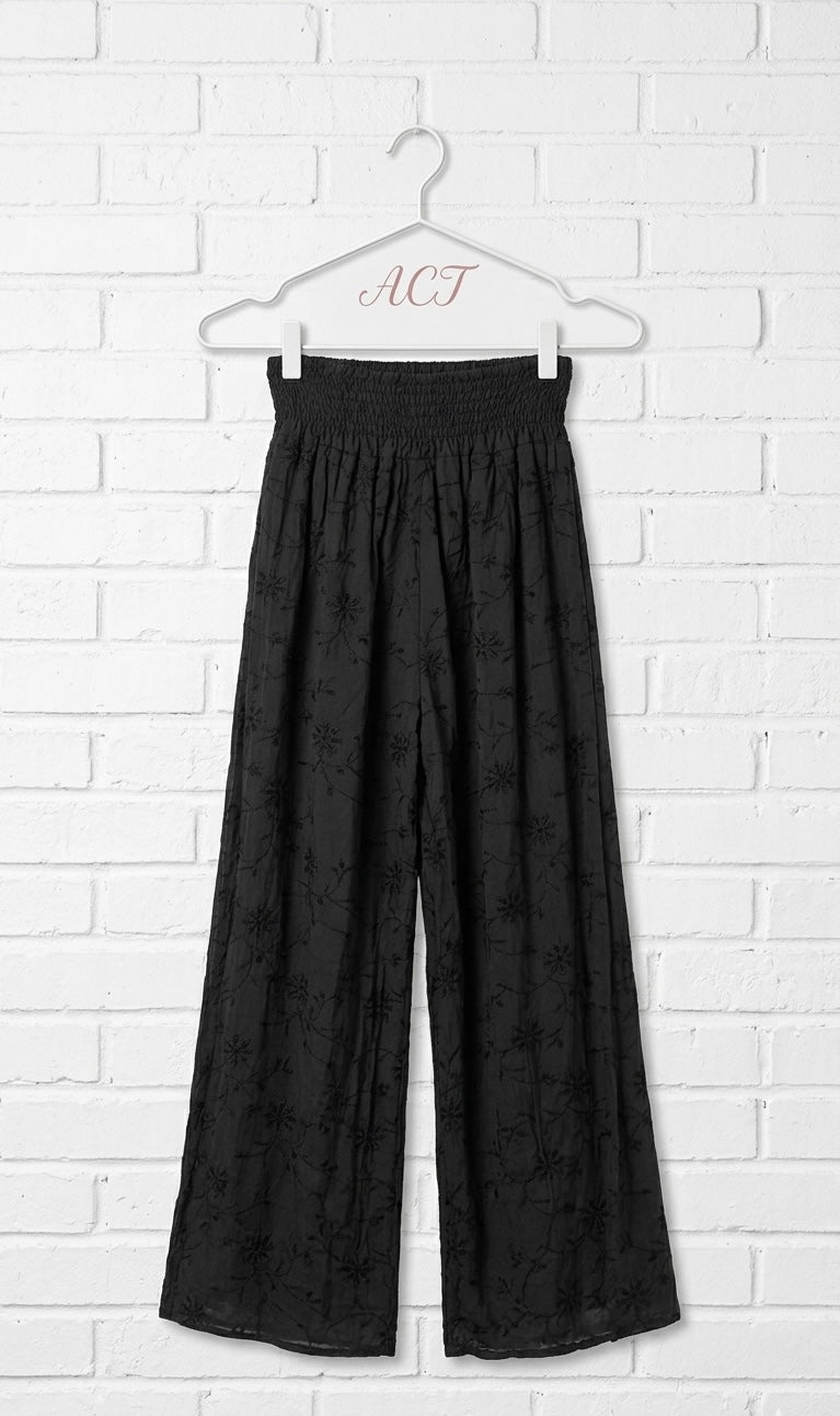 Pantalon palazzo bordado suizo+4 colores