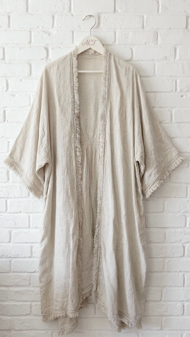 Kimono de lino flecos +2 colores