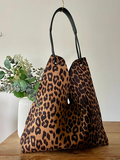 Reversible leopard print bag
