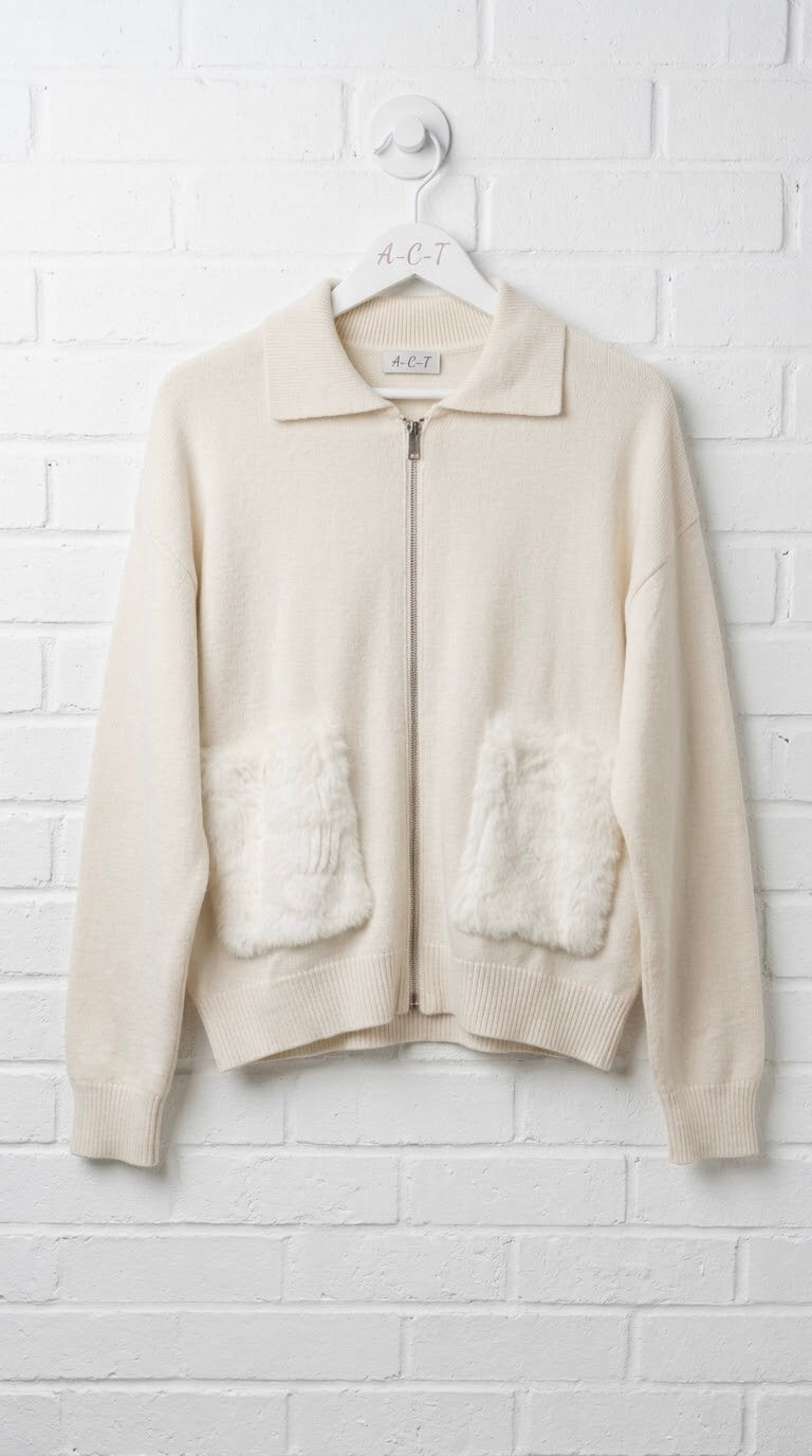 Chaqueta de Punto con Bolsillos Peluche +3 colores
