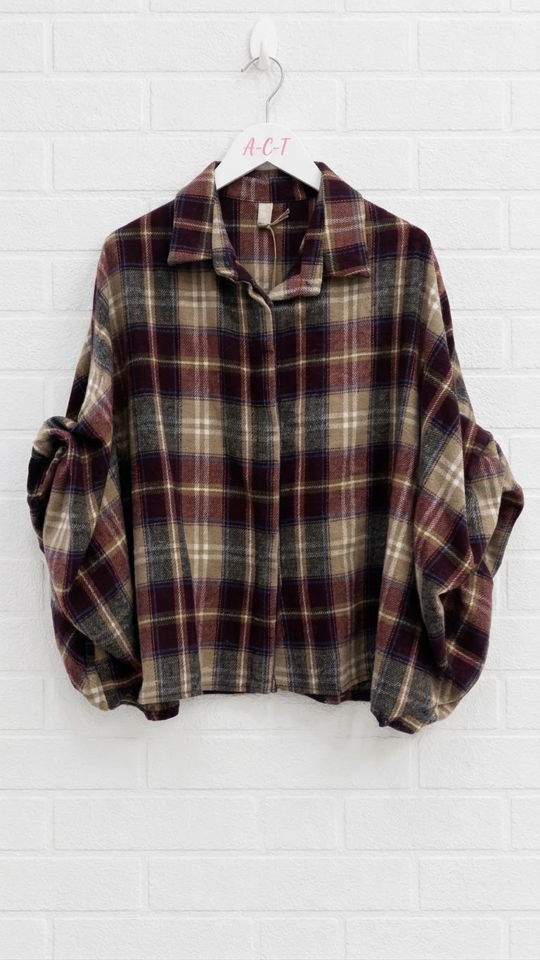 Camisa Cuadros Mangas Drapeadas +2 colores