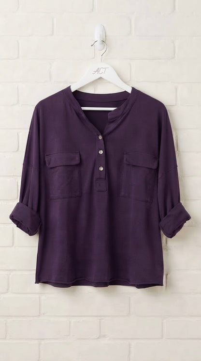 Camiseta Relaxed de Manga Larga con Bolsillos +