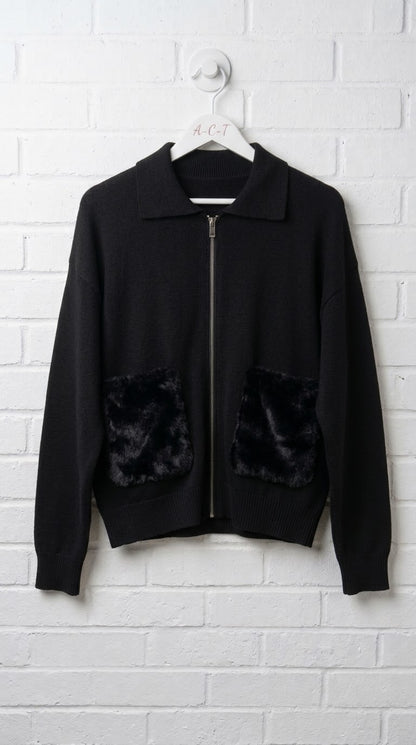Chaqueta de Punto con Bolsillos Peluche +3 colores