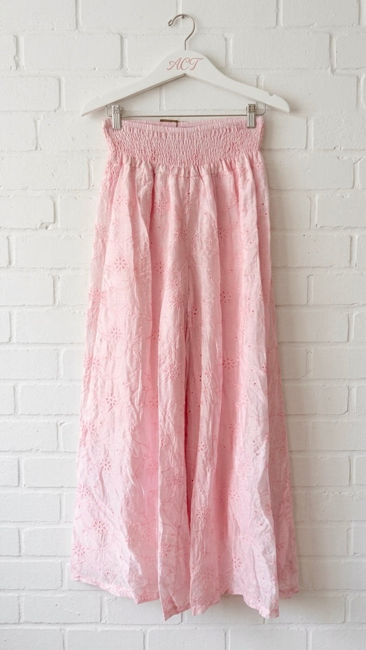 Pantalon palazzo bordado suizo+4 colores