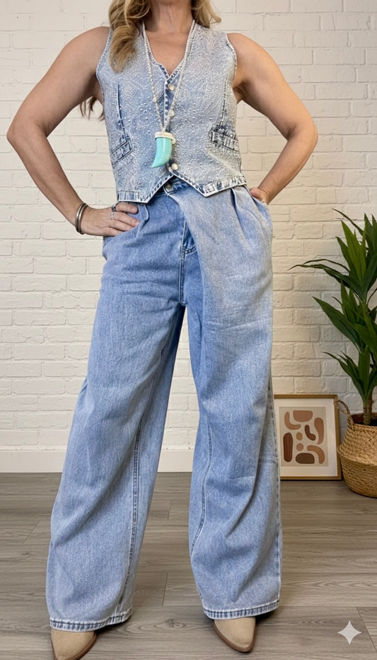 Pantalón tejano cross over