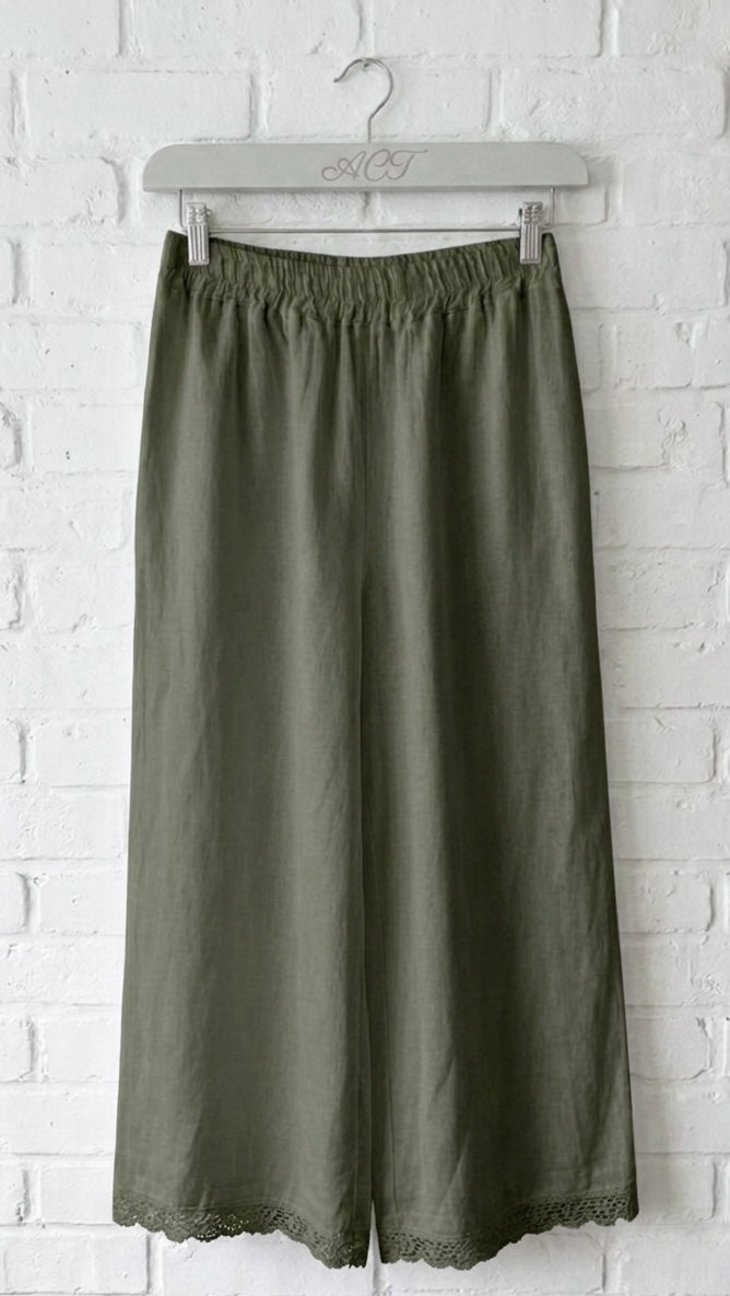 Pantalón de lino croché Aurora