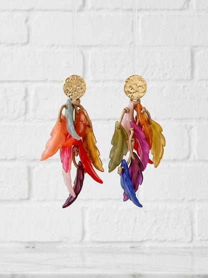 Pendientes cascada pluma+1 color