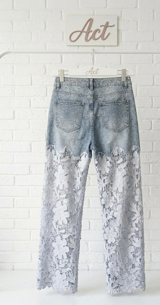 Pantalón Denim encaje