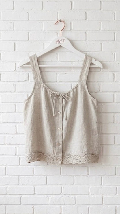 Top de lino con encaje +8 colores